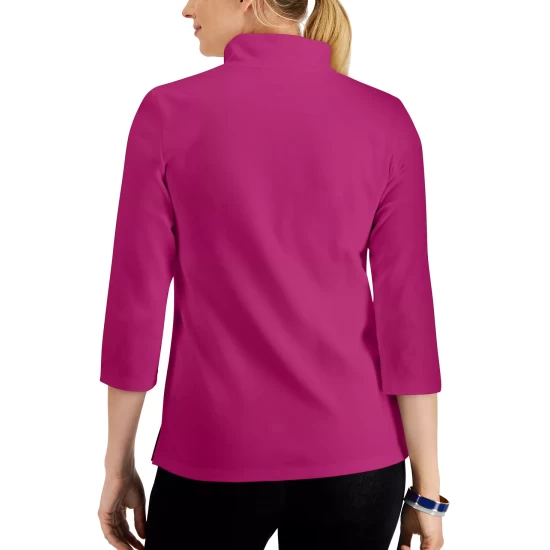 Best Sale ๐ Karen Scott Cotton Zip-Neck Top, Created For Macy's Light Blue Heather ๐ - Image 3