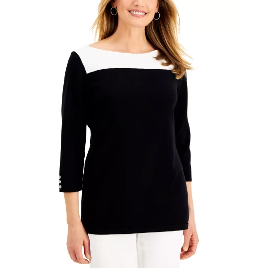 Flash Sale โ Karen Scott Short Sleeve Scoop Neck Top, Created For Macy's Aqua Oasis ๐คฉ