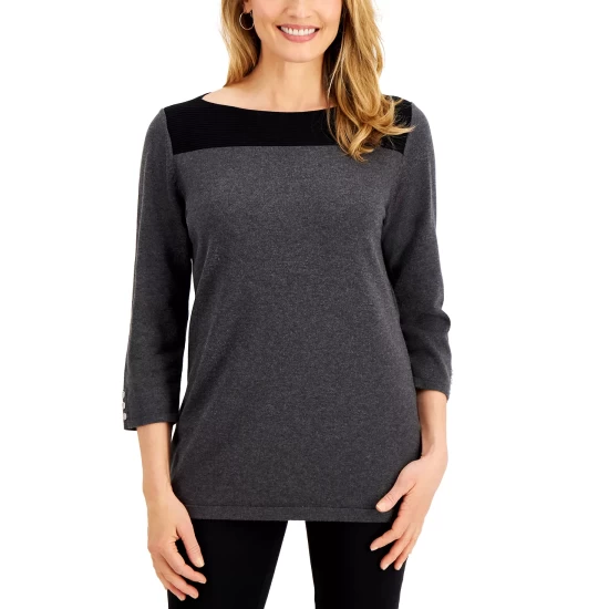 Flash Sale โ Karen Scott Short Sleeve Scoop Neck Top, Created For Macy's Aqua Oasis ๐คฉ - Image 2